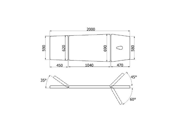Trzyczęściowy stół rehebilitacyjny Juventas JSR 3 H