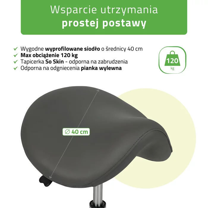 Taboret kosmetyczny / Siodło / - ALMA (szary)