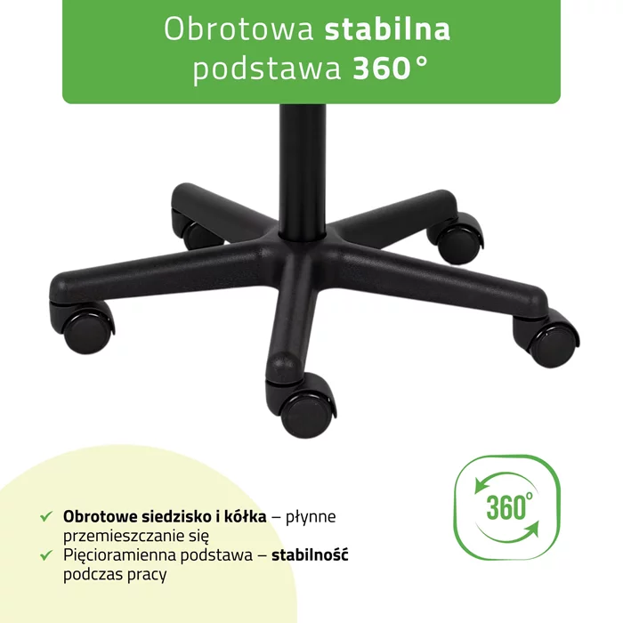 Taboret kosmetyczny na kółkach, TIMO - czarny