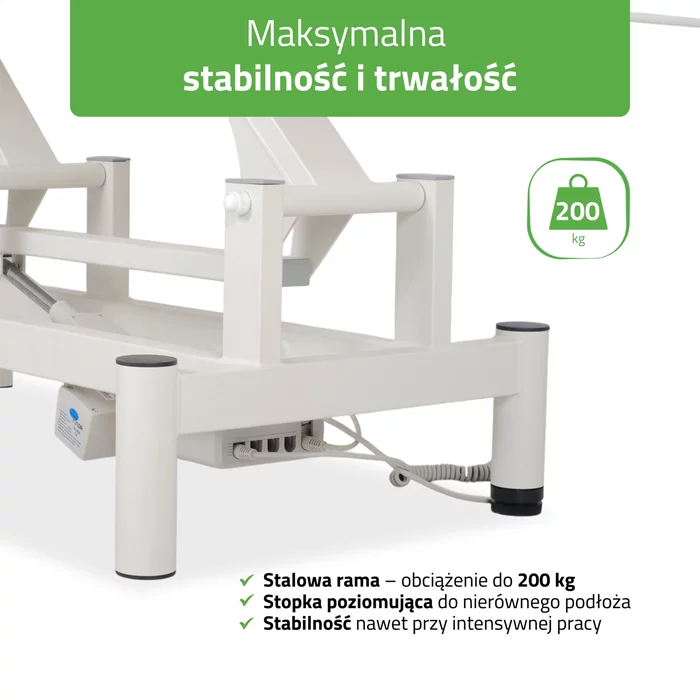 Elektryczny stół rehabilitacyjny OPTIMA biały