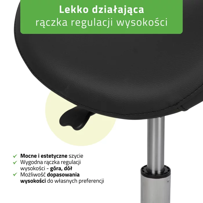 Taboret kosmetyczny, siodło - ALMA (czarny)