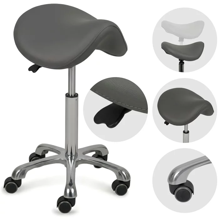 Taboret kosmetyczny / Siodło / - ALMA (szary)