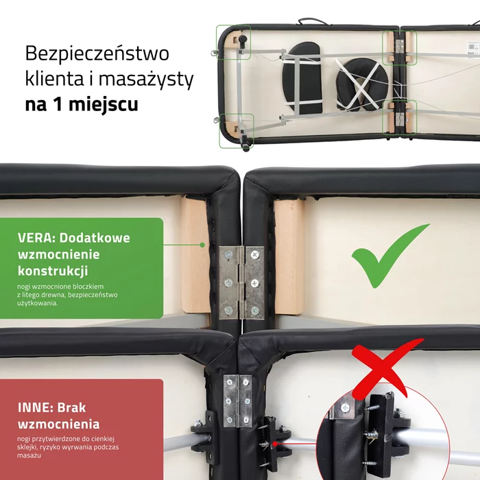 Składany stół do masażu - VERA (czarny)