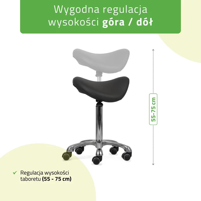 Taboret kosmetyczny, siodło - ALMA (czarny)