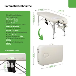 Składany stół do masażu - VERA (biały)
