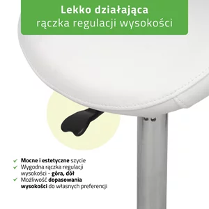 Taboret kosmetyczny, siodło - ALMA (biały)