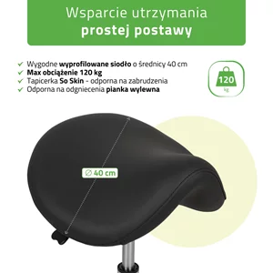 Taboret kosmetyczny, siodło - ALMA (czarny)