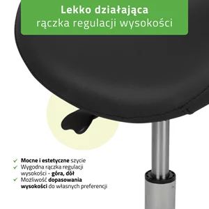 Taboret kosmetyczny, siodło - ALMA (czarny)