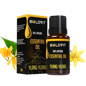 Pudełko i buteleczka z żółtymi kwiatami w tle