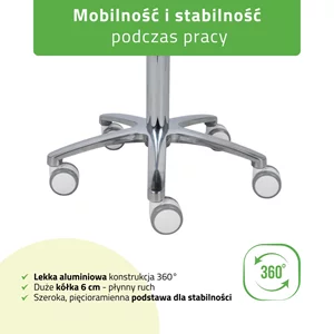Taboret kosmetyczny na kółkach - MOBI - szary