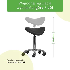 Taboret kosmetyczny, siodło - ALMA (czarny)